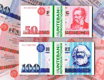 50er & 100er-Ostmark-Stapel Hunderter F&uuml;nfziger Ostmark